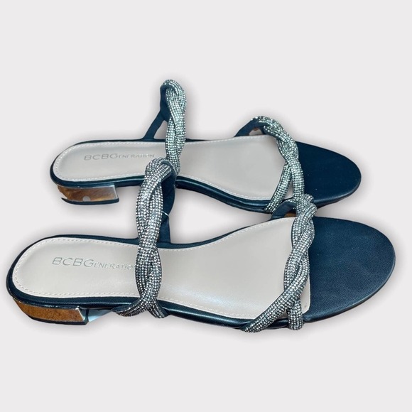 BCBG GENERATION DASTIN RHINESTONE EMBELLISHED SLIDE SANDAL - 7 - Picture 6 of 10